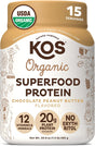 KOS Organic Plant Based Protein Powder, Chocolate Peanut Butter - Delicious Vegan Protein Powder - Keto Friendly, Gluten Free, Dairy Free & Soy Free - 1.3 Pounds, 15 Servings