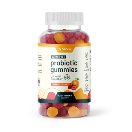 Sugar Free Probiotic Gummies Supplement - Snap Supplements Gut Health, Digestion, Immune Support, Anti-Inflammatory - 60 Gummies