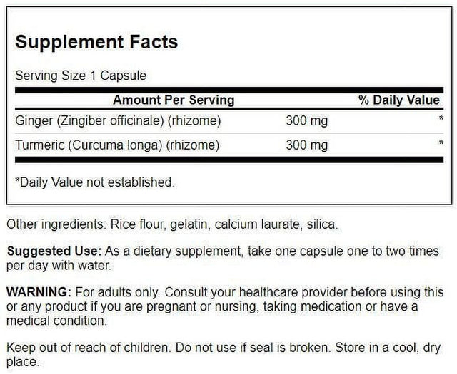 Swanson Ginger and Turmeric 60 Capsules