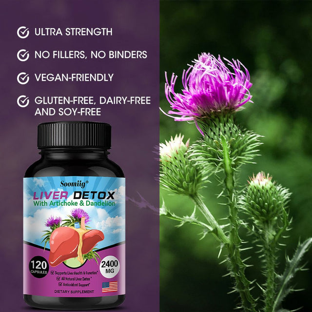 Soomiig Liver Detox Capsules - Artichoke and Dandelion Extract Liver Health Formula for Liver Detoxification and Liver Cleansing-120Capsules