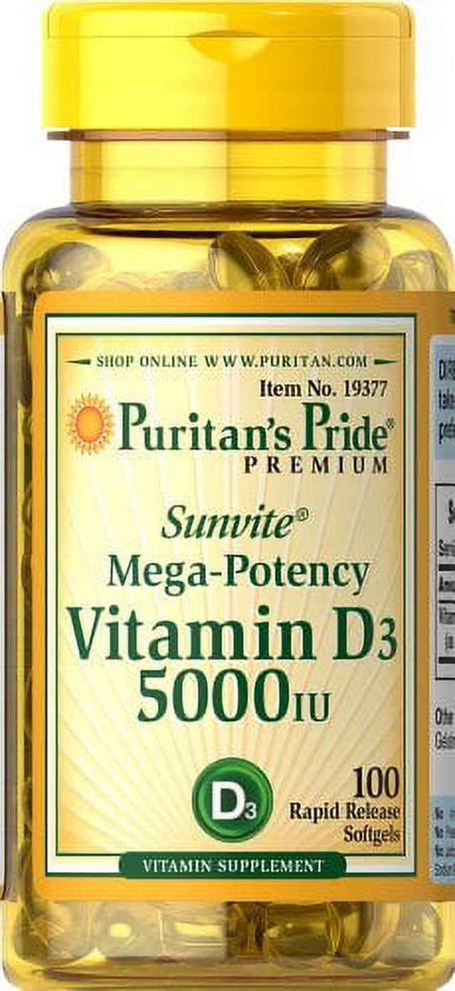 Puritan'S Pride 2 Pack of Vitamin D3 5000 IU Puritan'S Pride Vitamin D3 5000 IU-100 Softgels