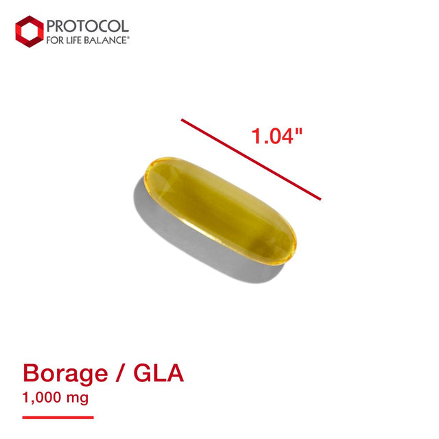 Protocol for Life Balance - Borage / GLA 1,000 Mg - Rich in Omega-6 Fatty Acids - Helps Reduce Inflammation, Supports Healthy Immune System, Joint Function, Hormonal Imbalances - 60 Softgels