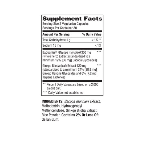 Spring Valley Brain Performance Memory Support Dietary Supplement Vegetarian Capsules, 60 Count