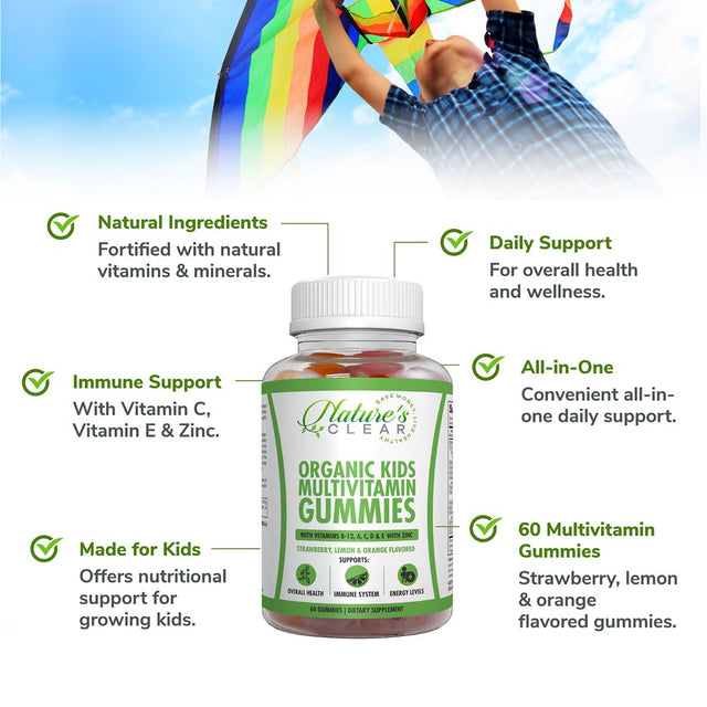 Nature'S Clear Organic Kids Gummies Multivitamin Gummies for Immune Support, 60