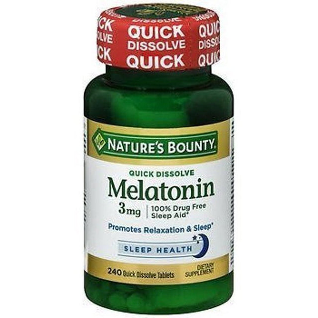 Nature'S Bounty Natural Melatonin 100% Drug Free Sleep Aid 3Mg 240Ct,2-Pack