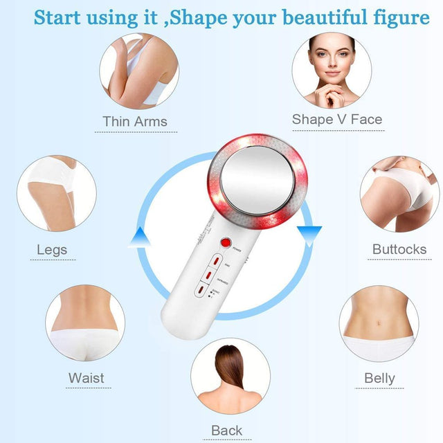 Body Slimming Massager, 3 in 1 Ultrasonic RF Machine Skin Care Weight Burning Massager with 300Ml Gel for Belly Arm and Leg