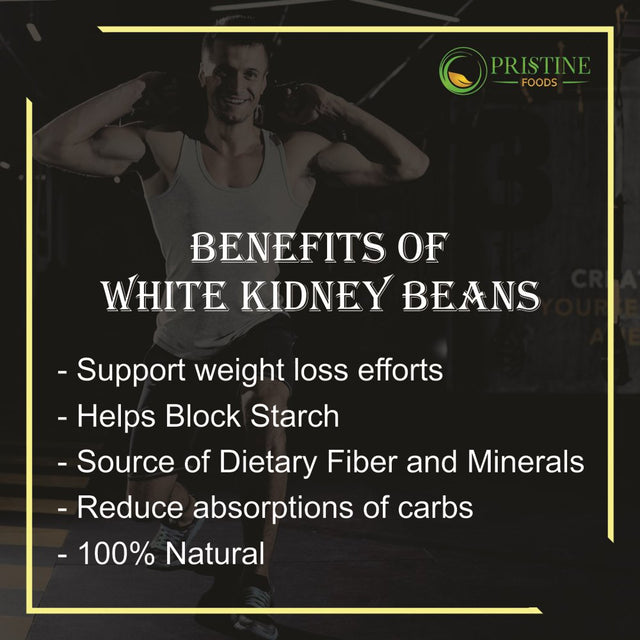 Pristine Foods White Kidney Bean Carb Blocker 1200Mg Supplement - Pure Extract Weight Loss Pills, Suppress Appetite, Lose Belly Fat - 60 Capsules