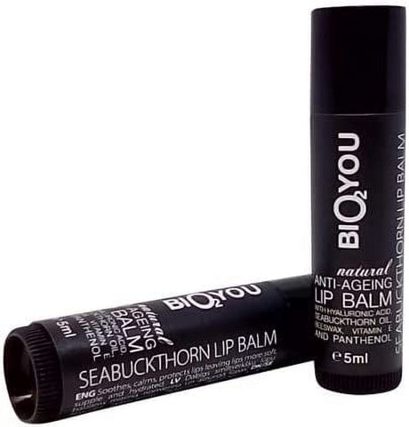 Bio2You, Natural Anti-Ageing Lip Balm, Moisturises and Protects Dry Lips, with Hyaluronic Acid and Sea Buckthorn Oil, 5Ml