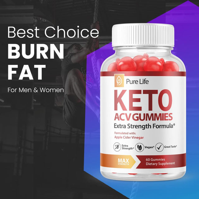 (3 Pack) Pure Life Keto ACV Gummies - Supplement for Weight Loss - Energy & Focus Boosting Dietary Supplements for Weight Management & Metabolism - Fat Burn - 180 Gummies