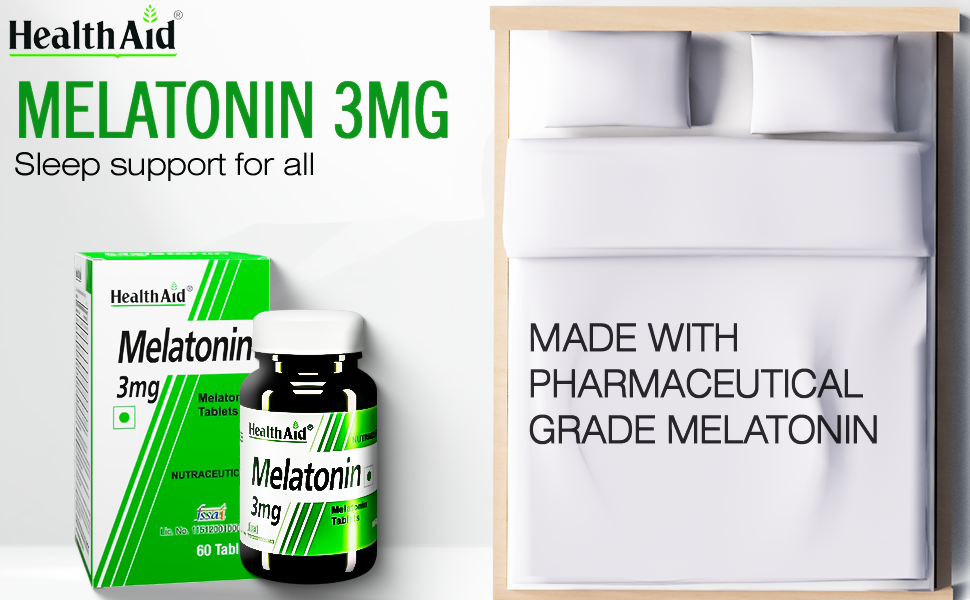 HealthAid Melatonin 3mg Supplement for Men & Women | Supports Relaxation, Restful Sleep & Healthy Sleep Cycle | 60 Tablets(Pack of 4)