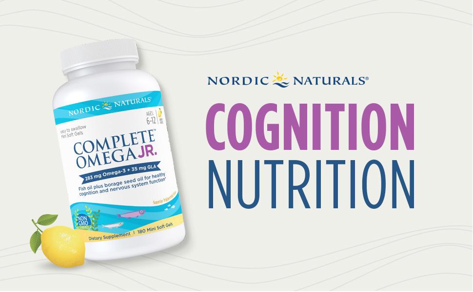 Nordic Naturals Complete Omega Junior | 283 Mg Omega 3 Fish Oil For Kids | EPA & DHA Supplement With Gla, Oa | Omega 3 6 9 Dietary Supplement | Lemon Flavour | 180 Mini Softgel