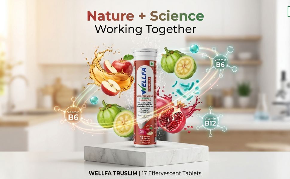 Truslim Effervescent Tablets | Apple Cider Vinegar with 2 Billion CFU Probiotics | With Vitamin B6 & Vitamin B12 | Sugar-Free Supplement | 51 Apple Flavour Tablets (Pack of 3)