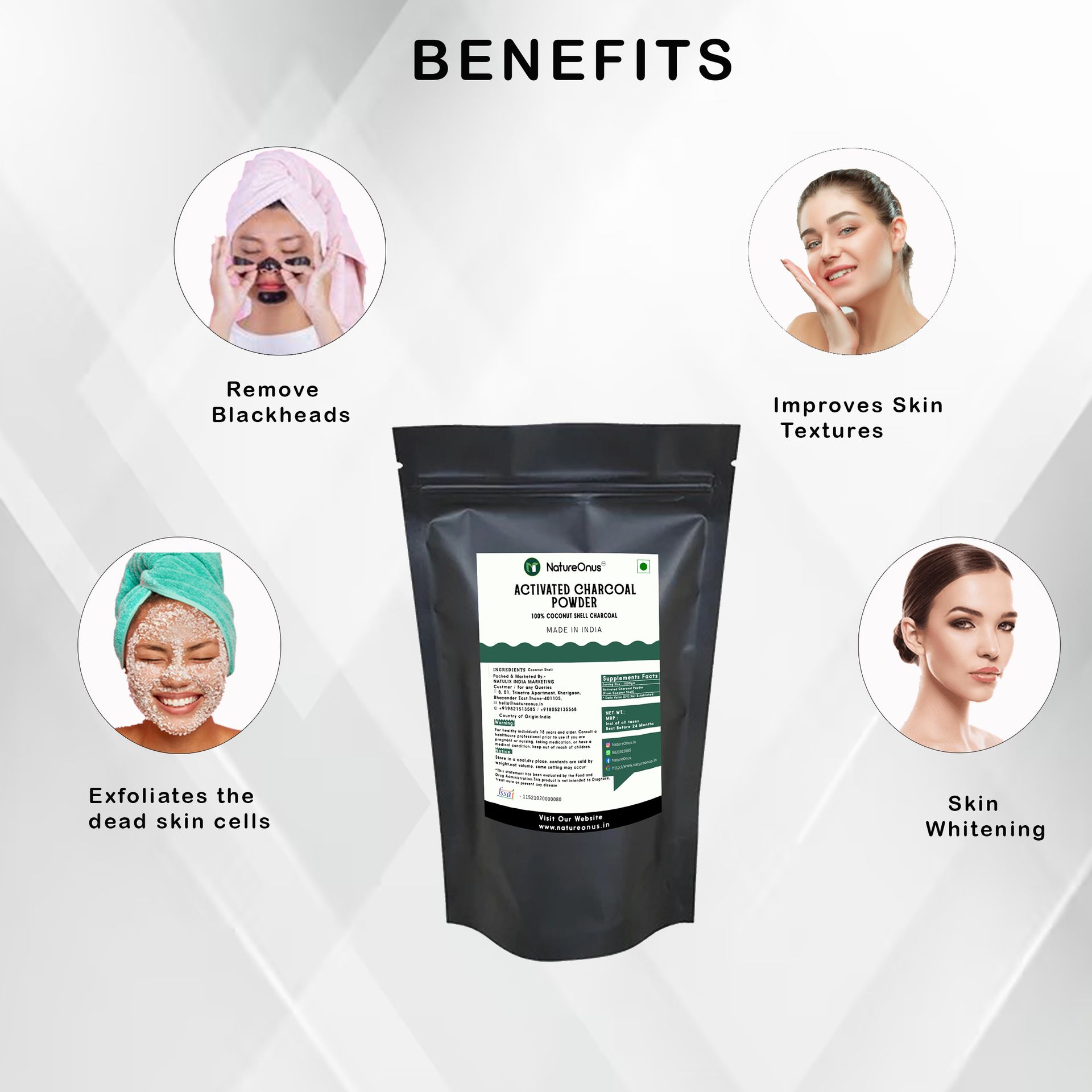 Activated Charcoal Powder 500g | AAA+ Grade Coconut Shells Powder | Teeth Whitening, Detox & Cleansing Powder for Face, Skin, and DIY Use, Food-Grade