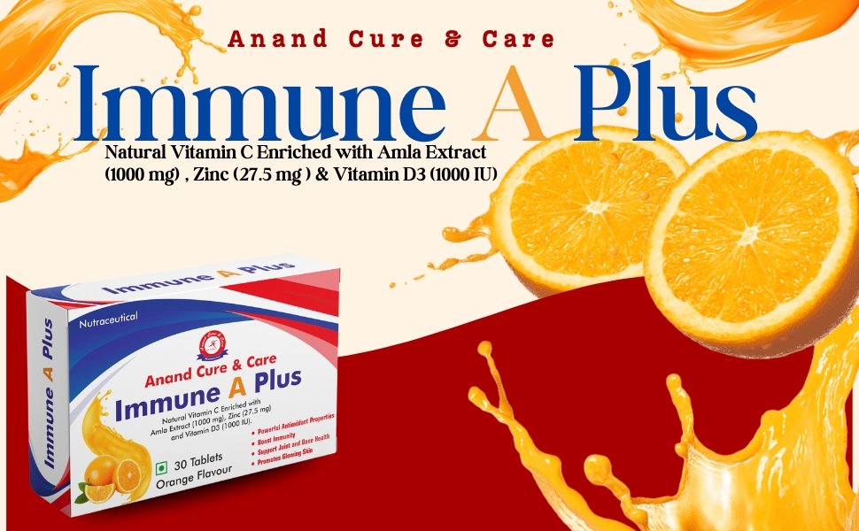 Anand Cure & Care Immune A Plus (Pack of 30 Tablets) |Natural Vitamin C| Enriched with amla Extract & Vitamin D3| support and strengthen the immune system | Packed with essential vitamins and minerals