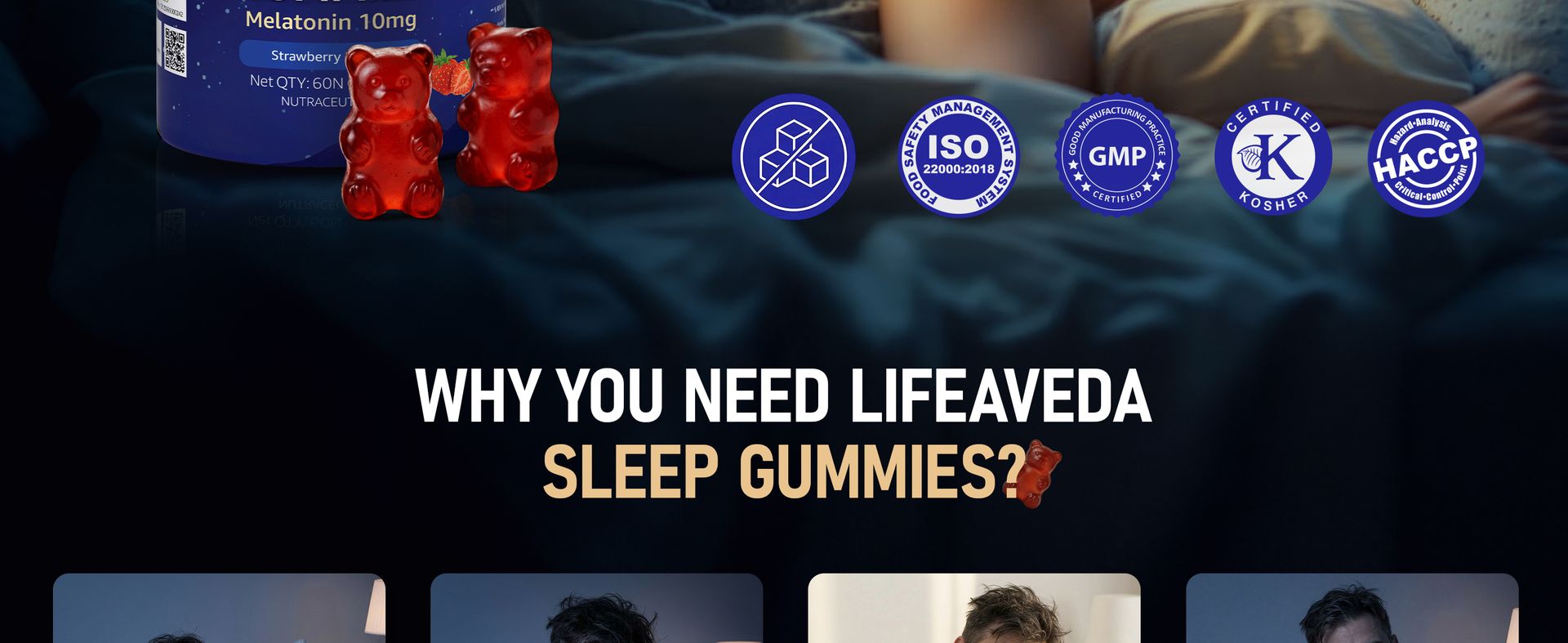 Life Aveda 10mg Melatonin Sleep Gummies for Deep Sleep, Relaxation & Calmness - Pack of 60 Gummies for Men & Women - Sugar Free & Non-Hobbit Forming - Strawberry Flavour