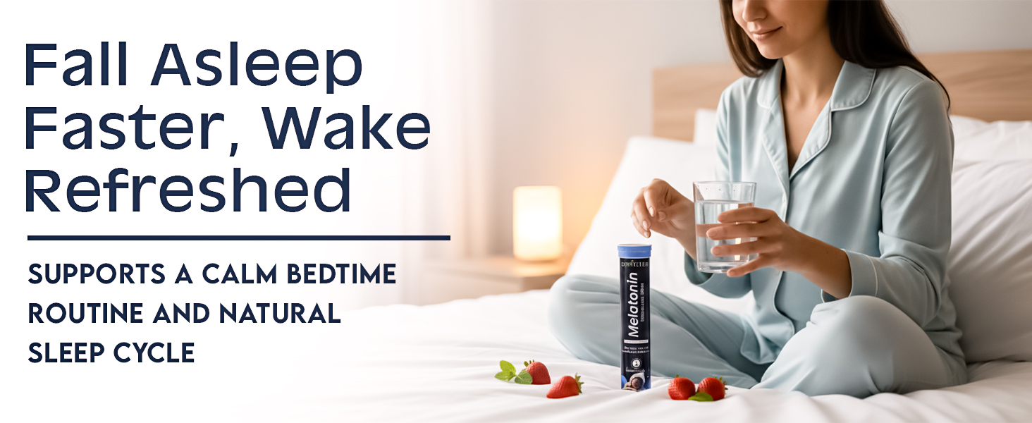 Melatonin Effervescent Tablets 20 | Sleep Support Supplement for Deep Rest & Relaxation | Helps Improve Sleep Quality & Night Recovery | Fast Absorbing Night Formula