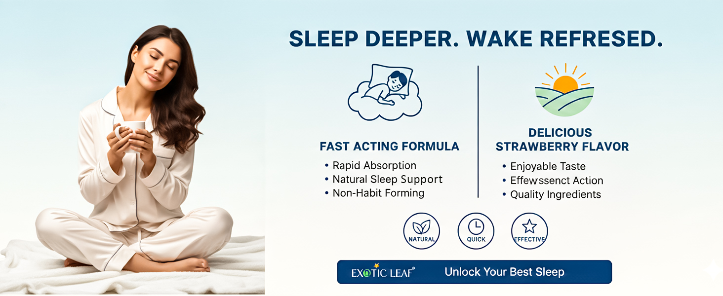 Melatonin Effervescent Tablets 20 | Sleep Support Supplement for Deep Rest & Relaxation | Helps Improve Sleep Quality & Night Recovery | Fast Absorbing Night Formula
