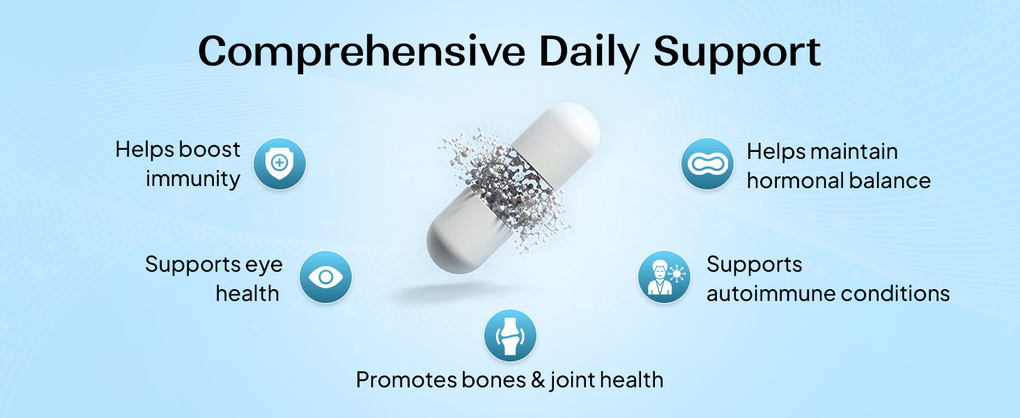 Miduty Vitamin ADK : A D3 K2 Supplements | Boost Immunity, Stronger Bones | Eyes, Immunity, Bones Care - 60 Capsules