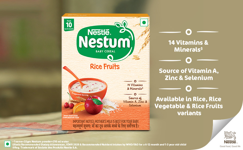 NESTUM Baby Cereal - Rice Fruits (From 10 to 24 months) - 600g, Bag-in-Box, Pack of 2