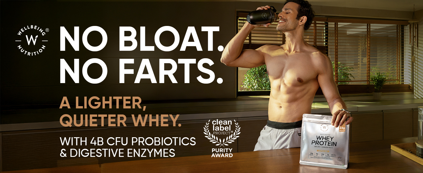 Wellbeing Nutrition Clean Whey Protein Isolate & Concentrate 1Kg Cappuccino | 24g Protein, Clinically Proven Velositol 2x Muscle Protein Synthesis, 4B CFU Probiotics & Digestive Enzymes, Easy to Digest