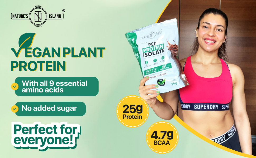 Nature’s Island Plant Protein 1 Kg | Canadian Pea Protein Isolate | Vegan | 25g Protein/Serving | Easy To Digest | All Essential Amino Acids | No Sugar | No Preservatives | Chocolate Flavour