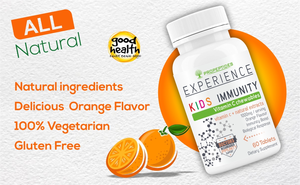 Vitamin C Tablets for Kids with Amla, D3, Acai Berry & Grape Seed — Sugar-Free Chewable Immunity Booster Supplement with Citrus Bioflavonoids, 1000mg, Tasty for Children, 60 Tablets