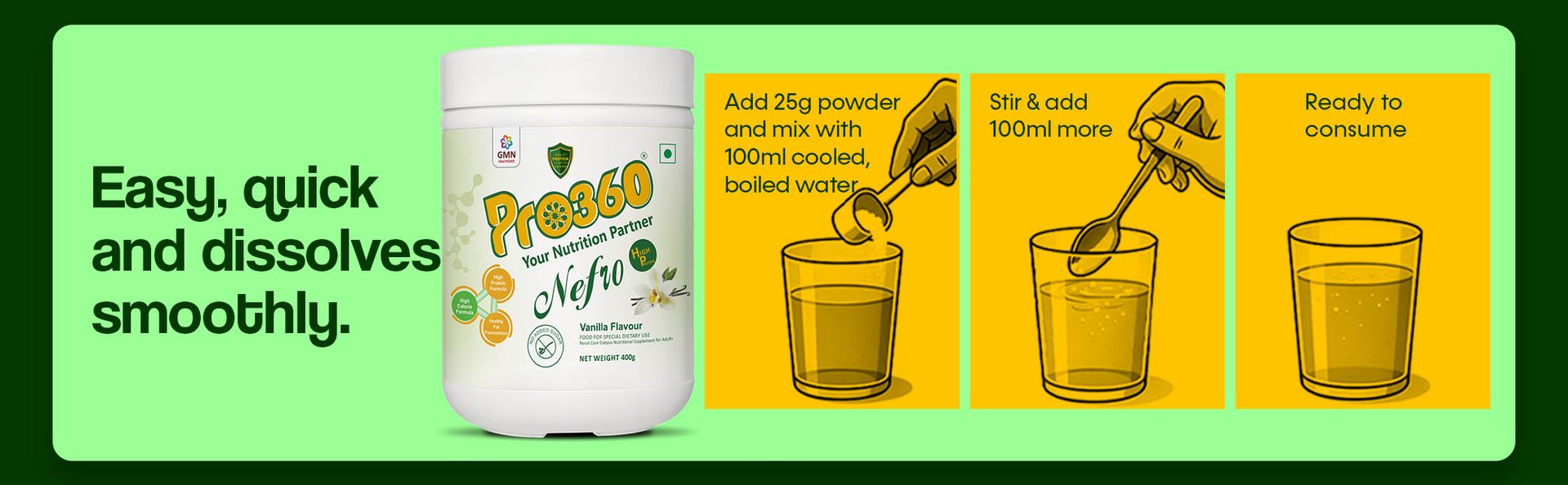 Pro360 Nefro HP Powder – Vanilla Flavour, 750g – High Protein Dialysis Care Nutritional Supplement for Renal Support – Vanilla Protein Powder with L-Taurine, L-Carnitine & Essential Nutrients