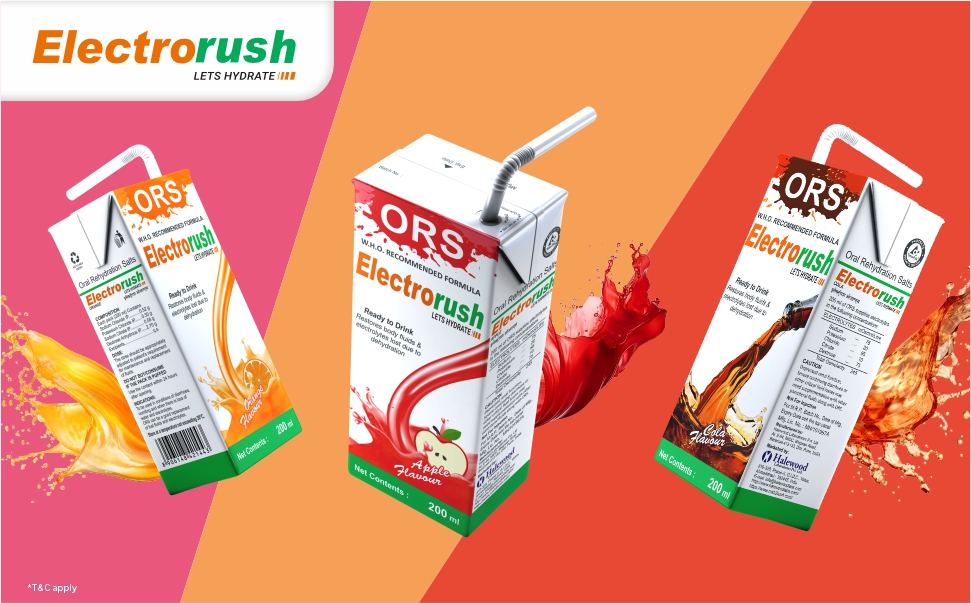 Electrorush ORS Ready to drink | WHO Recommended Formula | Apple Flavour, Pack of 10(200 ml each)