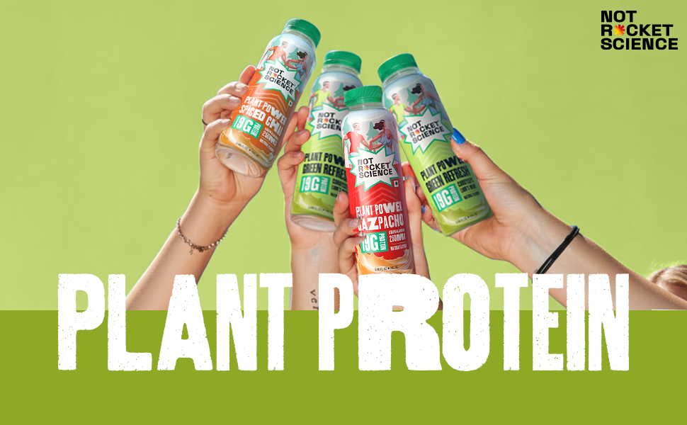 Not Rocket Science Plant Power Combo Pack (Gazpacho, Green Refresh & Spiced Chai) | 19g Plant Protein Shake Each | Gluten-Free | No Artificial Sweetener | With 250 mg Functional Adaptogens | 280ml × 3