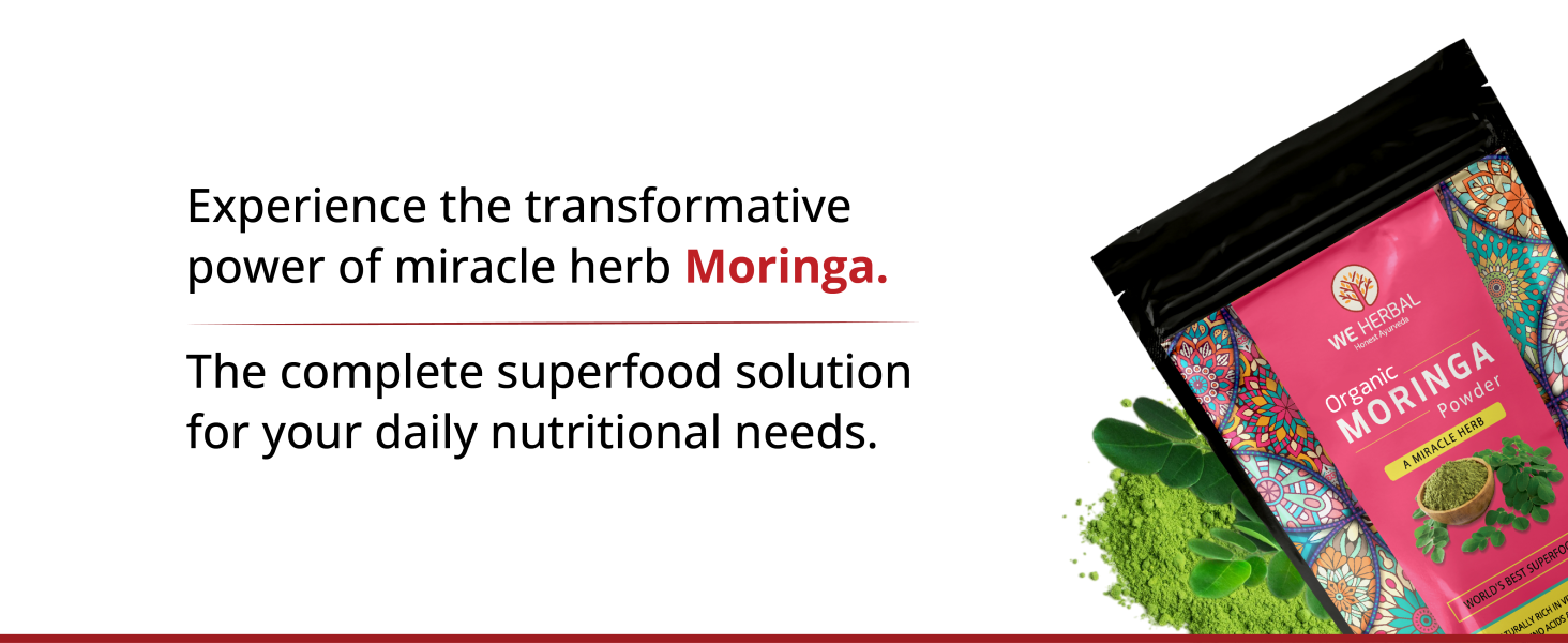 Organic Moringa Powder, 100% Natural, Helps in Weight Loss, Reduces Bad Cholesterol, Rich in Vitamins, Minerals & Antioxidants, 50gms