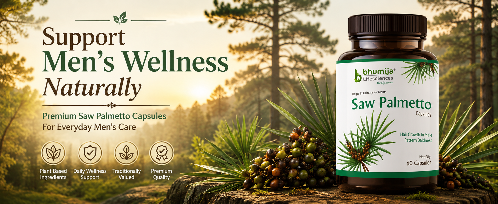 Bhumija Lifesciences Saw Palmetto 460mg with Nettle Root | 60 Caps