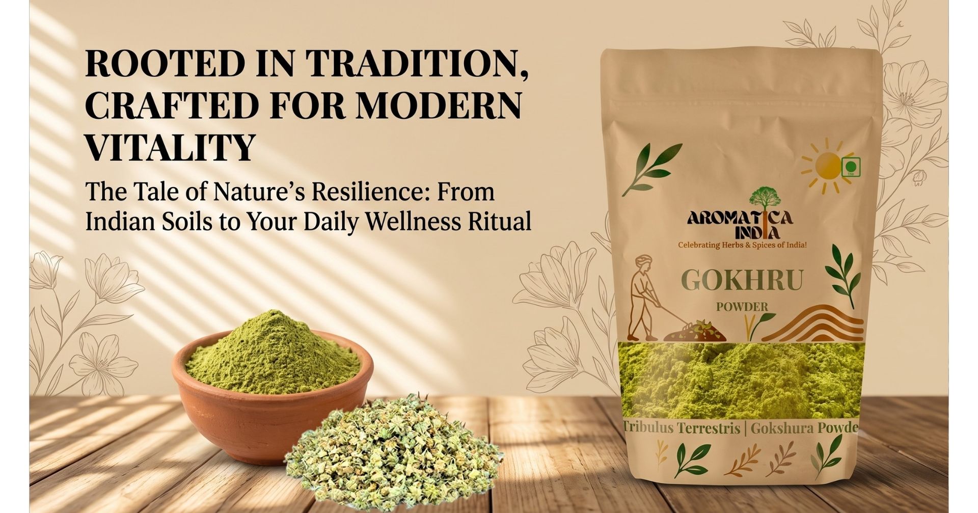 Organic Gokshura Powder Tribulus Terrestris for Men Women Kidney Health Vitality 50gm