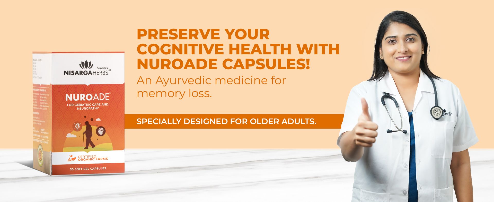 SONARK'S NISARGA HERBS Nuroade Brain Booster Supplement for Seniors (30 Veg Softgels) – Brahmi & Shankhpushpi Ayurvedic Formula for Cognitive Support, Focus & Age-Related Memory Health