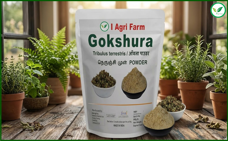 Iagrifarm Gokshura Powder - 250g - Nerunji Mull/Gokhru Chota/Cinnapalleru Powder