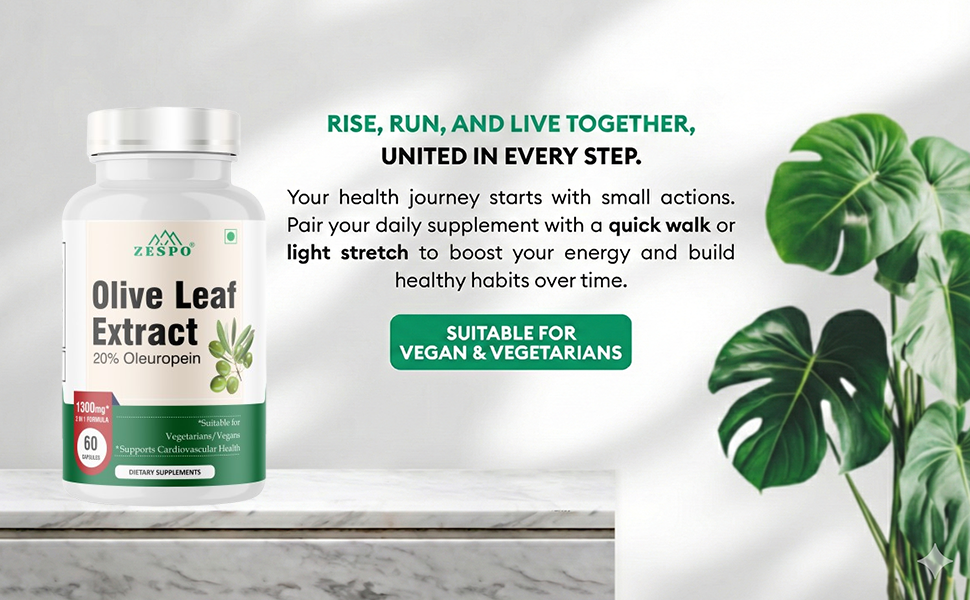 Zespo Olive Leaf Extract 1300mg Pack of 2, 20% Oleuropein, 120 Capsules