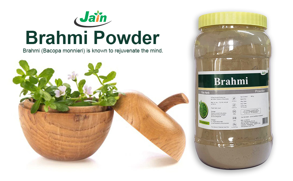 Jain Organic Brahmi Powder 800g | Hair Growth & Hair Care | Natural Brain Memory Support | Healthy Hair & Mind Wellness | Chemical-Free Ayurvedic Powder
