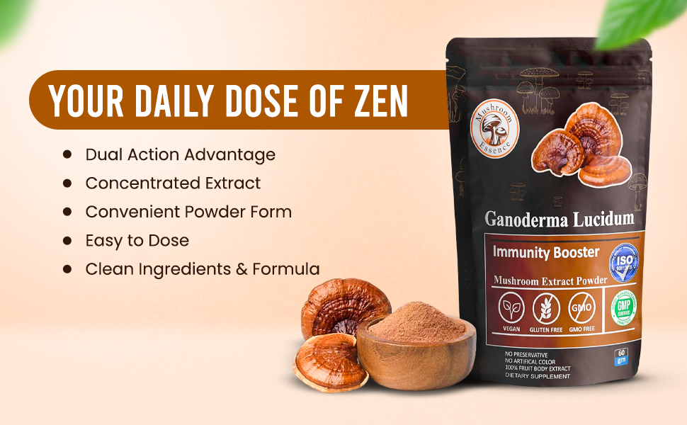 Ganoderma Red Reishi Mushroom Powder Extract 60g - Reishi Mushroom Extract for Immune Support and overall wellness