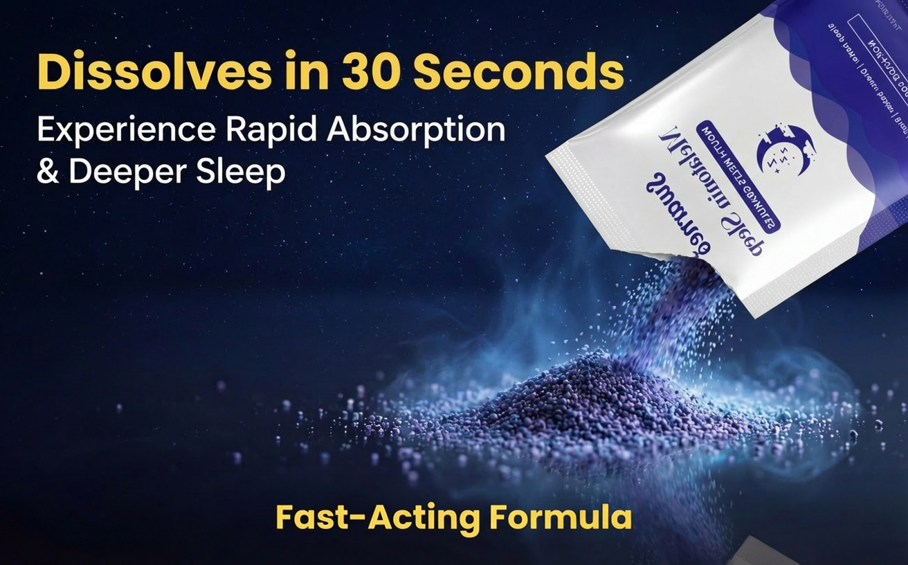 Melatonin Sleep Granules 10mg, Non-Habit Forming Dietary Supplement, Mouth-Melt Granules for Nighttime Relaxation & Rest, Blueberry Flavor, for Men & Women