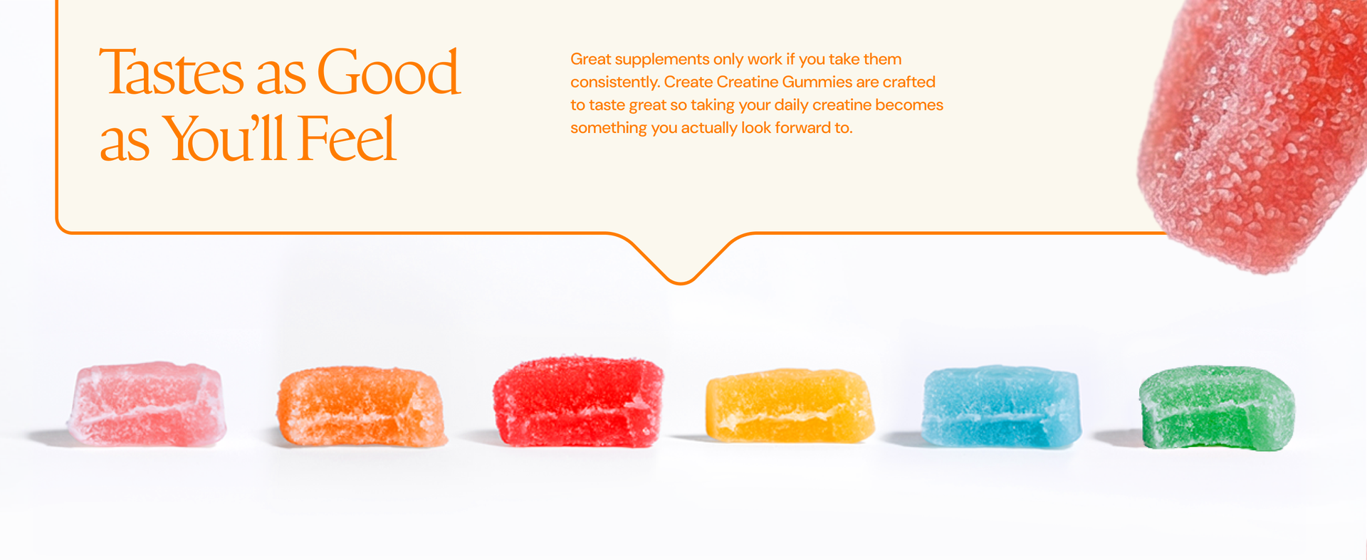 Create Creatine Monohydrate Gummies for Women and Men, Orange, 90ct