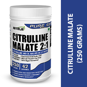 NutriJa Citrulline Malate Powder 250 Grams | 42 Servings | Boosts Nitric Oxide | For Muscle Pump, Circulation Support & Vascularity | Unflavoured
