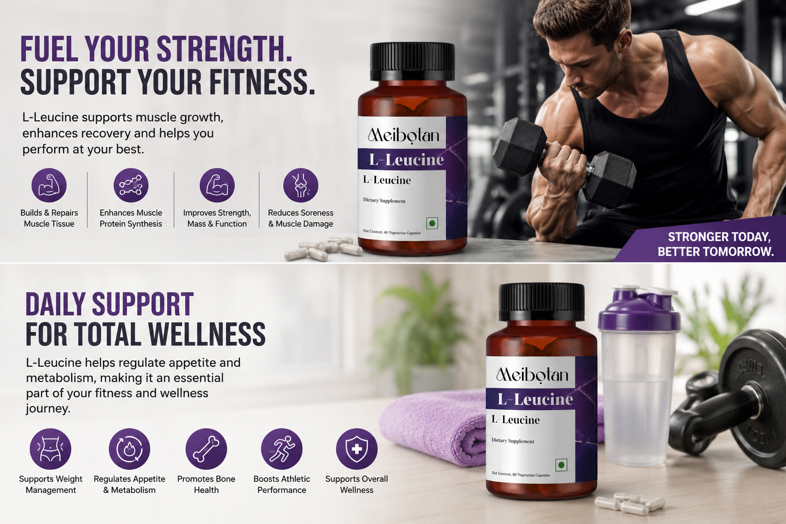 L-Leucine 1000 mg | Support Muscle Health | For Both Men & Women- 60 Veg Capsules