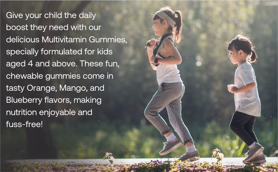 Junior Multivitamin Gummies for Kids (4+ Years), Supports Growth, Immunity & Bone Health, Daily Nutrition Kids Gummies with Blueberry, Orange & Mango Flavours, 100% Veg, 30 Gummies