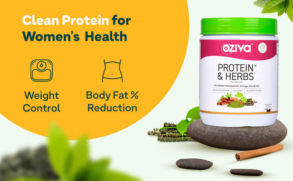 OZiva Protein & Herbs for Women (Cafe Mocha) I Manage Weight, Energy & Metabolism | Clean Protein, Shatavari, Green Tea I No Added Sugar, 800g