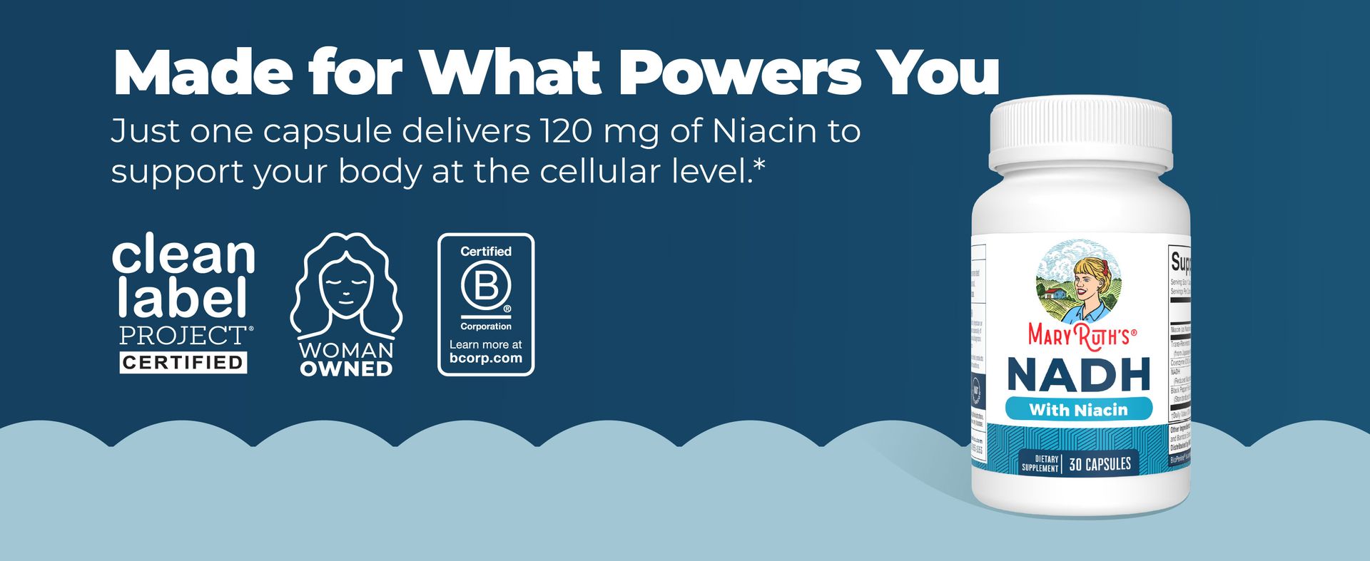 MARYRUTH'S NADH Capsules, Niacin, NAD+ Precursor, 30 Servings, CoQ10, Vegan