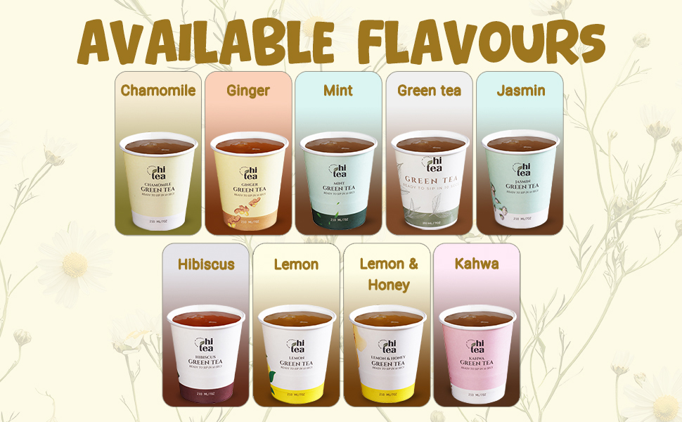 HI TEA Chamomile Green Tea | Just Add Hot Water | Instant Green Tea Cups | 8 Cups/Box