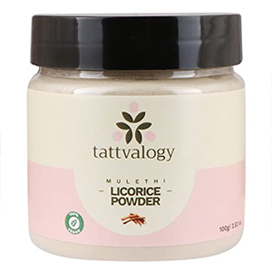 Tattvalogy Licorice Root Powder | Mulethi Powder | Yashtimadhu | Glycyrrhiza glabra | 100% Pure & Natural | Facial Mask | For Hair and Skin Care | Defence From Acne & Pimples | In Glass Jar - 100 GM