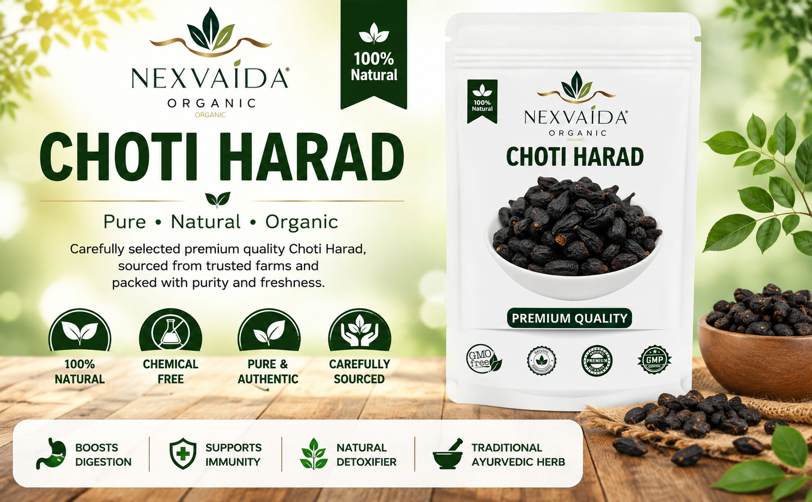 Harad Choti (Haritaki) Whole – Natural Ayurvedic Herb | Terminalia Chebula | For Digestion & Detox | 100% Pure & Chemical Free (100gm)