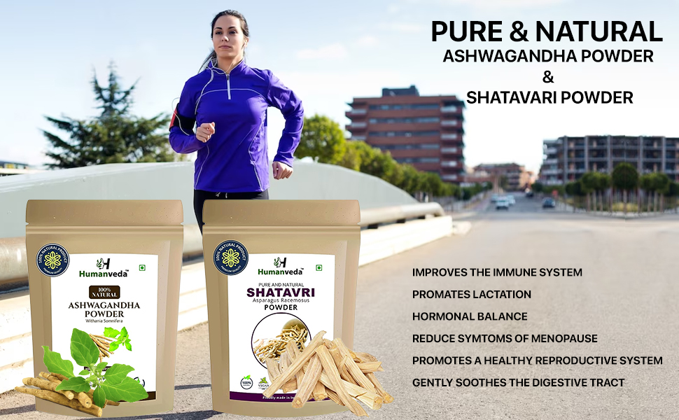Natural Ashwagandha Powder and Shatavari Powder - For Immunity Booster, Womens & Mens Health Care, 100g Each (100 * 2=200g)