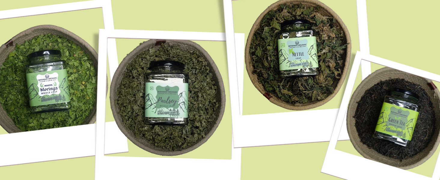 Indiana Organic Moringa Whole Leaves Dry Leaf, Dried Drumstick Tree Leaves, Natural Super-Food – Essential Nutrition Superfood, Helps Naturally Boost Energy Levels, Improves Stamina & Vitality, Rich In Vitamins & Minerals - 35 Gram