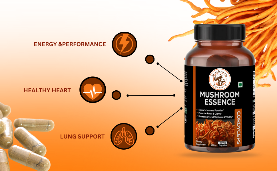 Cordyceps Mushroom | Cordyceps Militaris Extract 500mg-30 capsules | Natural Energy and Endurance Booster - Capsules 30% Beta Glucan